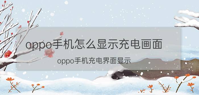 oppo手机怎么显示充电画面 oppo手机充电界面显示